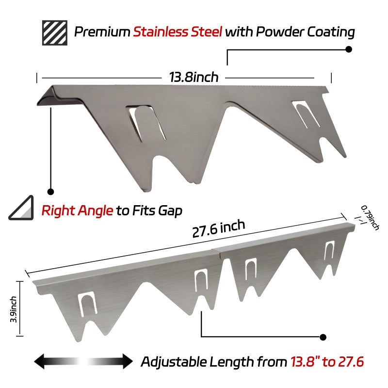 Cleaneat Stainless Steel Stove Counter Gap Cover (2 Pack)  Oven Gap Filler  Stove Gap Filler For Kitchen  Range Trim Kit  Easy Clean With Heat Resistant  Adjustable Length 13.8  To 27.6 - Image 3
