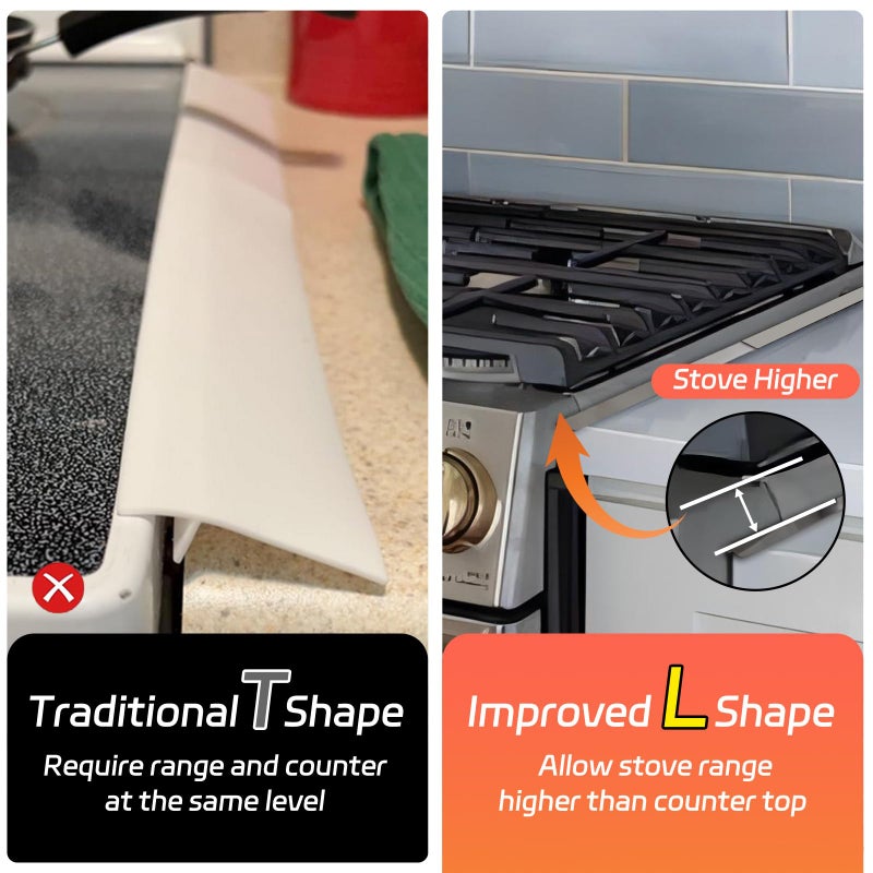 Cleaneat Stainless Steel Stove Counter Gap Cover (2 Pack)  Oven Gap Filler  Stove Gap Filler For Kitchen  Range Trim Kit  Easy Clean With Heat Resistant  Adjustable Length 13.8  To 27.6 - Image 5