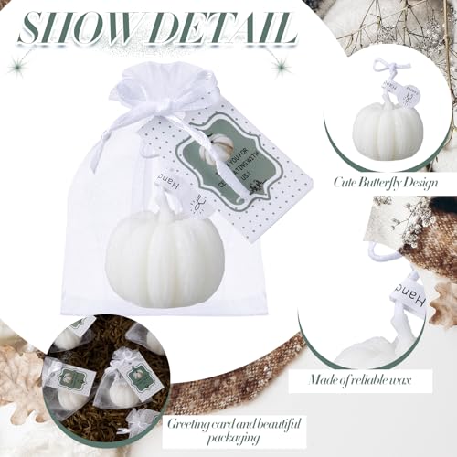 Treela 24 Set Pumpkin Candles Fall Baby Shower Party Favors for Guests Little Pumpkin Thank You Return Gifts Bulk for Thanksgiving Autumn Baby Shower Wedding Favors (White) - Image 5