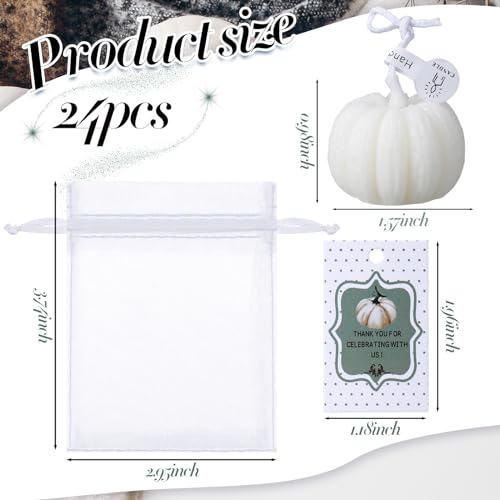Treela 24 Set Pumpkin Candles Fall Baby Shower Party Favors for Guests Little Pumpkin Thank You Return Gifts Bulk for Thanksgiving Autumn Baby Shower Wedding Favors (White) - Image 4