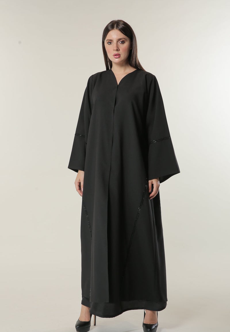Moistreet Embroidered Flared Sleeve Abaya - Image 1