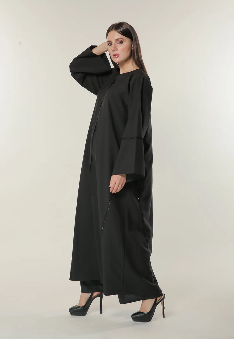 Moistreet  Embroidered Flared Sleeve Abaya for Women | Best Price UAE