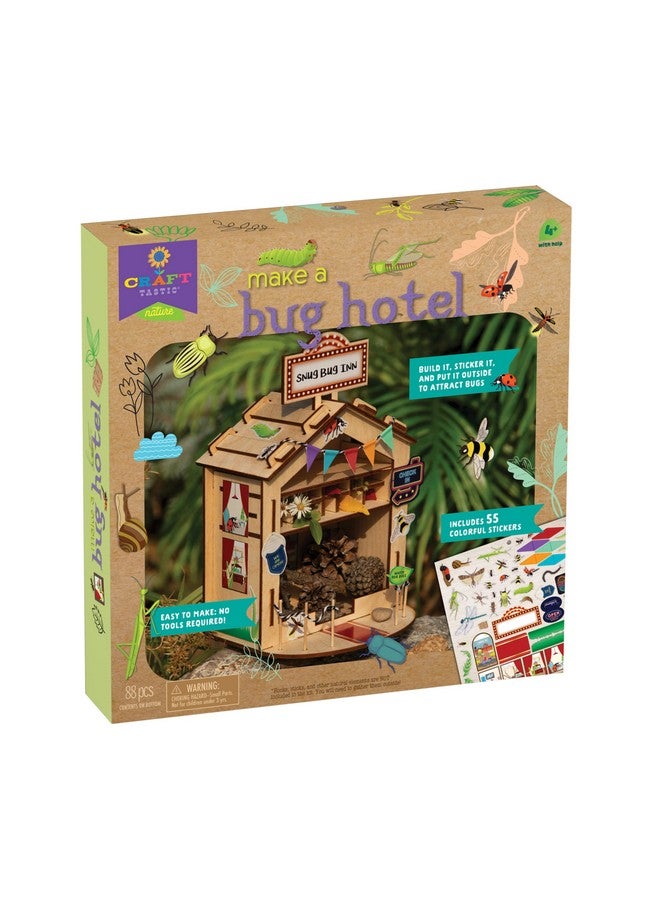 PlayMonster Craft-Tastic - Make A Bug Hotel - DIY Nature Craft Kit - No Tools Needed - Decorate Your Hotel with Stickers - Ages 4+ with Help - Image 1