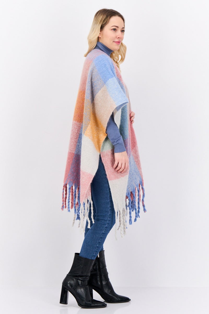 Max Studio Women Allover Print Poncho 190 x 90 cm, Blue  - Image 3