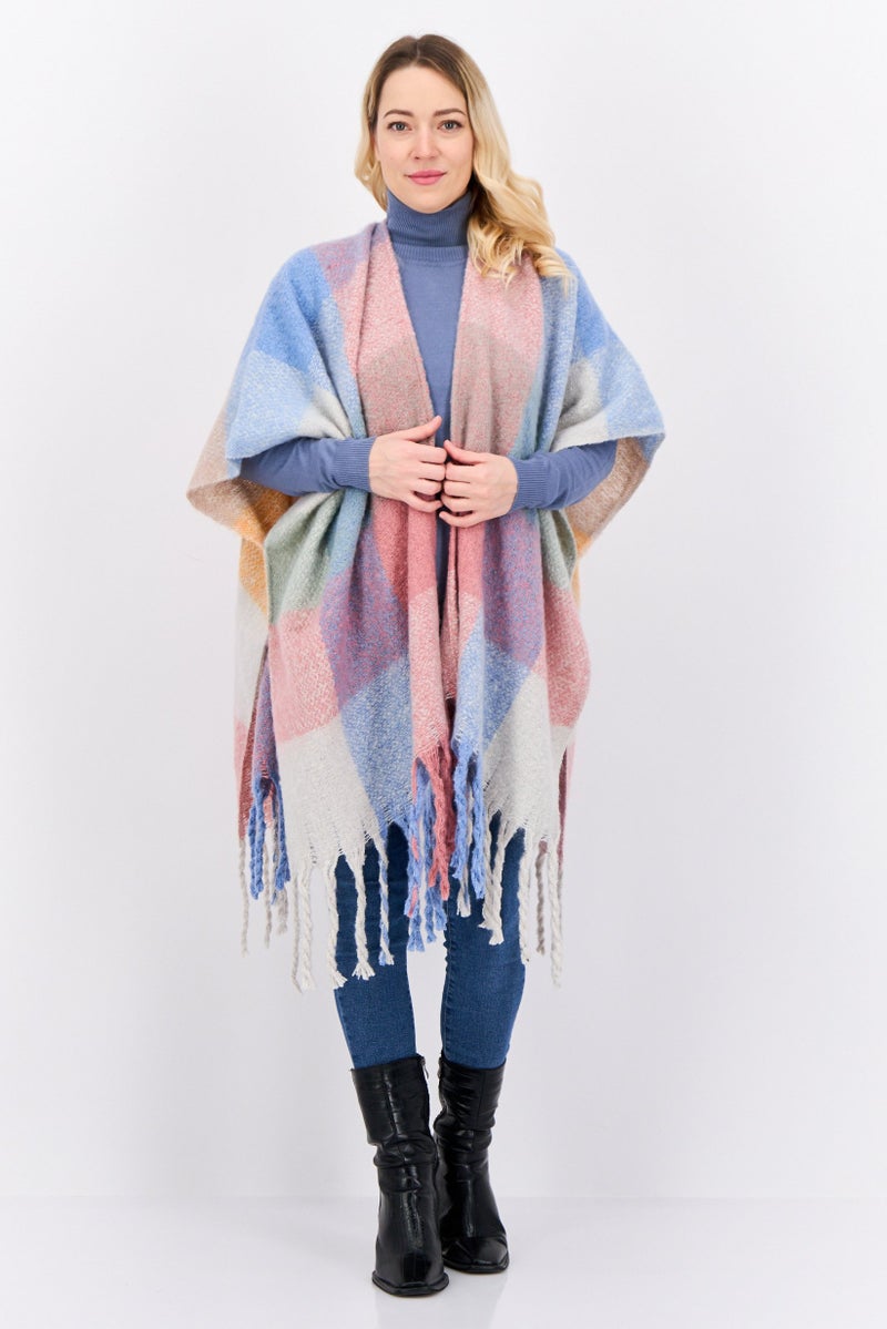 Max Studio Women Allover Print Poncho 190 x 90 cm, Blue  - Image 2