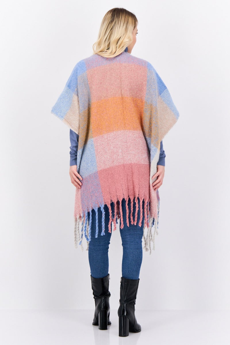 Max Studio Women Allover Print Poncho 190 x 90 cm, Blue  - Image 4
