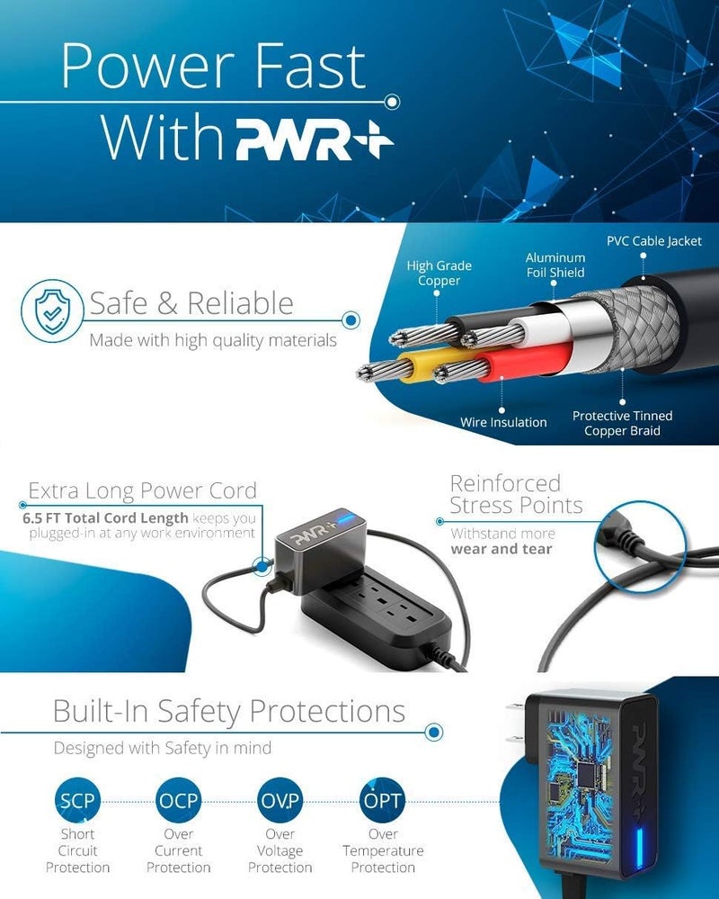 PWR+ محول طاقة 9 فولت لRoland PSB-120 PSB-1U: كابل طويل إضافي مدرج من UL ACB-120 ACF-120 ACK-120 ACI-120 VG-99 GT-10 SPD-SX AX-09 FA-06 SP-404 لوحة مفاتيح - Image 3