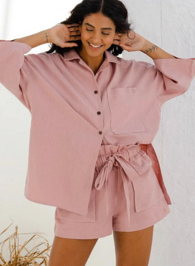 NOMAD Oversized Button Down Linen Top