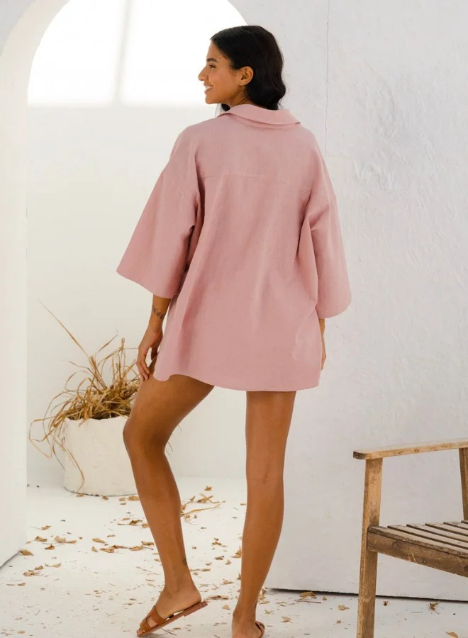 NOMAD Oversized Button Down Linen Top
