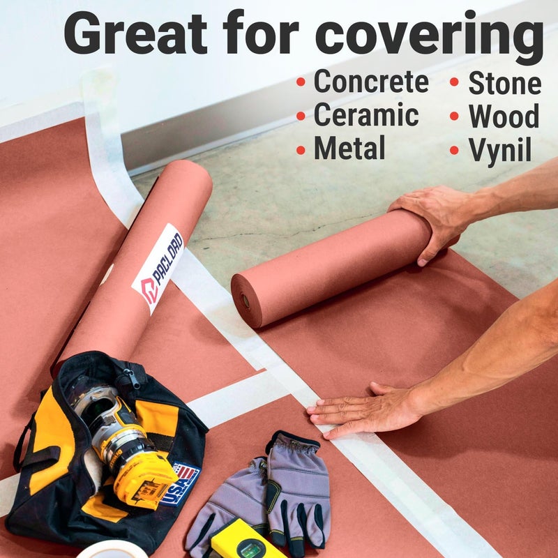 Paclord Floor Protection Paper 36" x 1992" (166â€™) Red Rosin Paper Roll - Made in USA Thick Heavy-Duty 7 mil Masking Paper for Surface Protection from Paint, Dust, Foot Traffic - Paint Floor Covering - Image 4