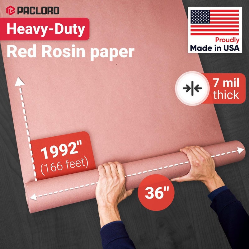 Paclord Floor Protection Paper 36" x 1992" (166â€™) Red Rosin Paper Roll - Made in USA Thick Heavy-Duty 7 mil Masking Paper for Surface Protection from Paint, Dust, Foot Traffic - Paint Floor Covering - Image 2