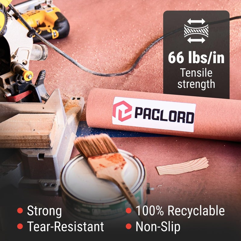 Paclord Floor Protection Paper 36" x 1992" (166â€™) Red Rosin Paper Roll - Made in USA Thick Heavy-Duty 7 mil Masking Paper for Surface Protection from Paint, Dust, Foot Traffic - Paint Floor Covering - Image 3