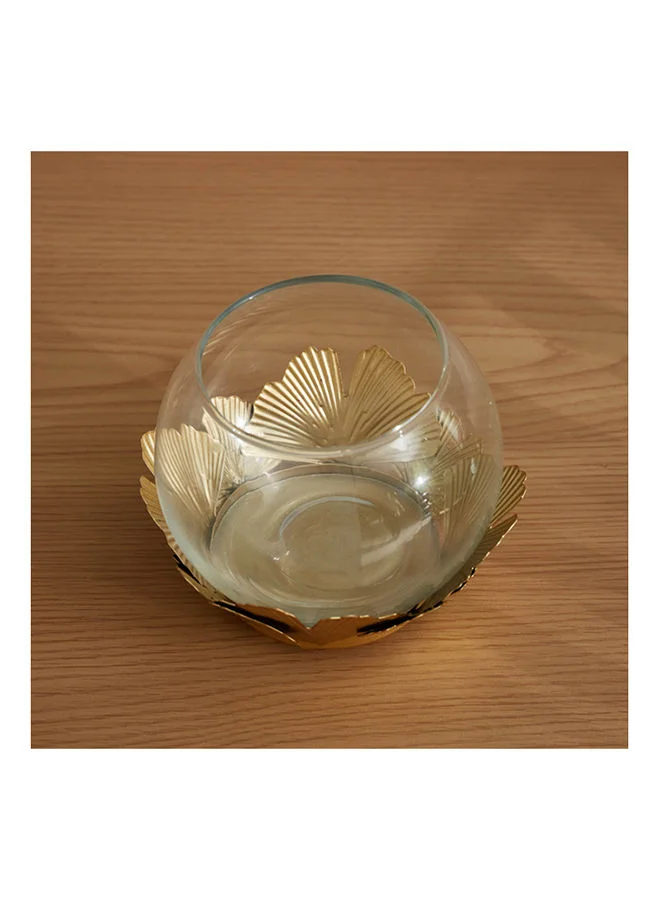 Home Box Nura Ginkgo Leaves Round Candle Holder
