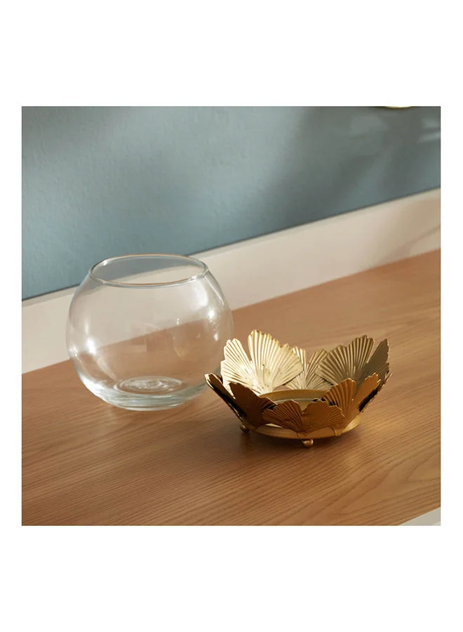 Home Box Nura Ginkgo Leaves Round Candle Holder