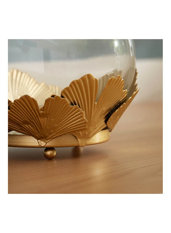 Home Box Nura Ginkgo Leaves Round Candle Holder