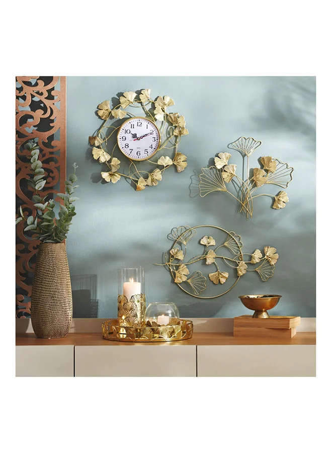 Home Box Nura Ginkgo Leaves Round Candle Holder