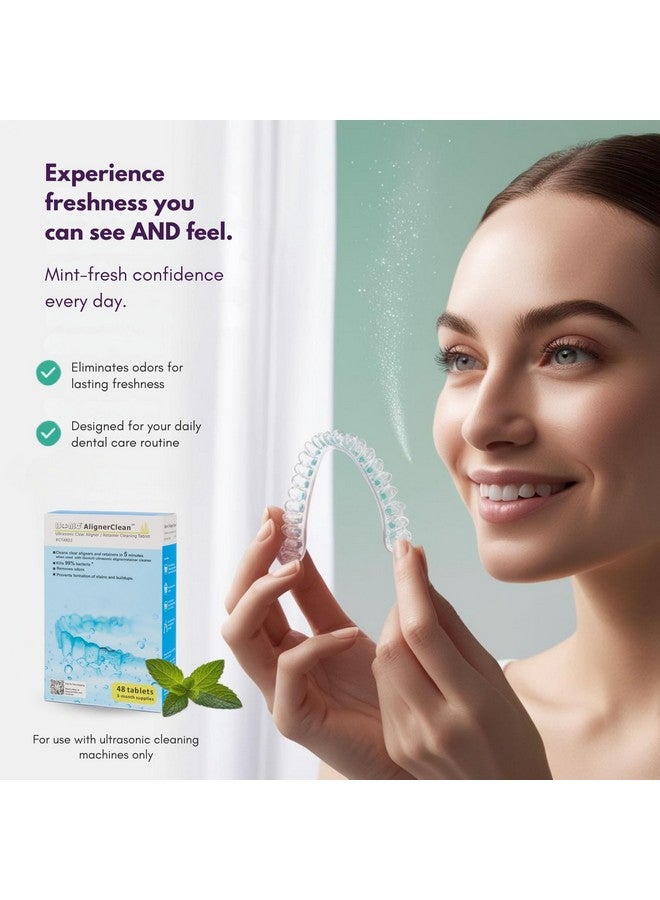 آي سونيك iSonic AlignerClean™ CTAR01x4، أقراص تنظيف بالموجات فوق الصوتية للتنظيف اليومي للمثبتات/التقويمات، وأجهزة الأسنان، وواقيات الأسنان الليلية، ومكونات جهاز ضغط مجرى الهواء الإيجابي المستمر (CPAP). عبوة من 48 قرصًا - Image 2