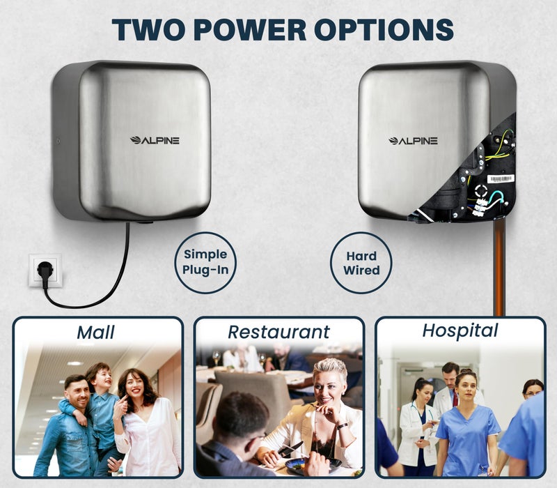 Alpine Industries Hemlock Automatic Hand Dryer - Heavy Duty Stainless Steel | 1800Watts | 110-120Volts (Brushed Stainless Steel) - Image 3
