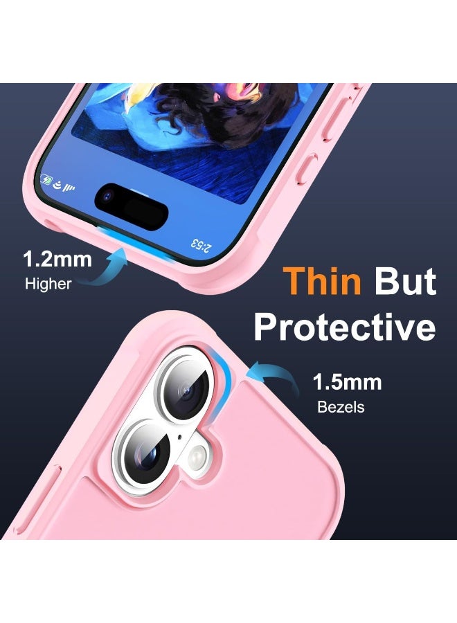 Compatible with iPhone 16 Case with Invisible Magnetic O-Ring Stand Military-Grade Translucent Case for iPhone 16 6.1" [Compatible with Mag-Safe][Great Grip Feeling], Pink - Image 5