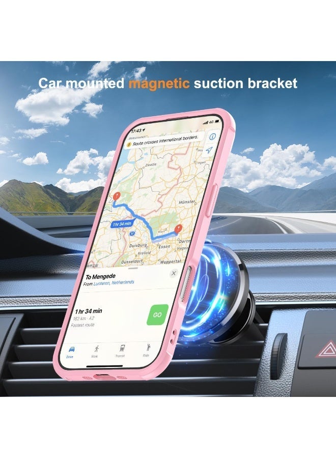 Compatible with iPhone 16 Case with Invisible Magnetic O-Ring Stand Military-Grade Translucent Case for iPhone 16 6.1" [Compatible with Mag-Safe][Great Grip Feeling], Pink - Image 4