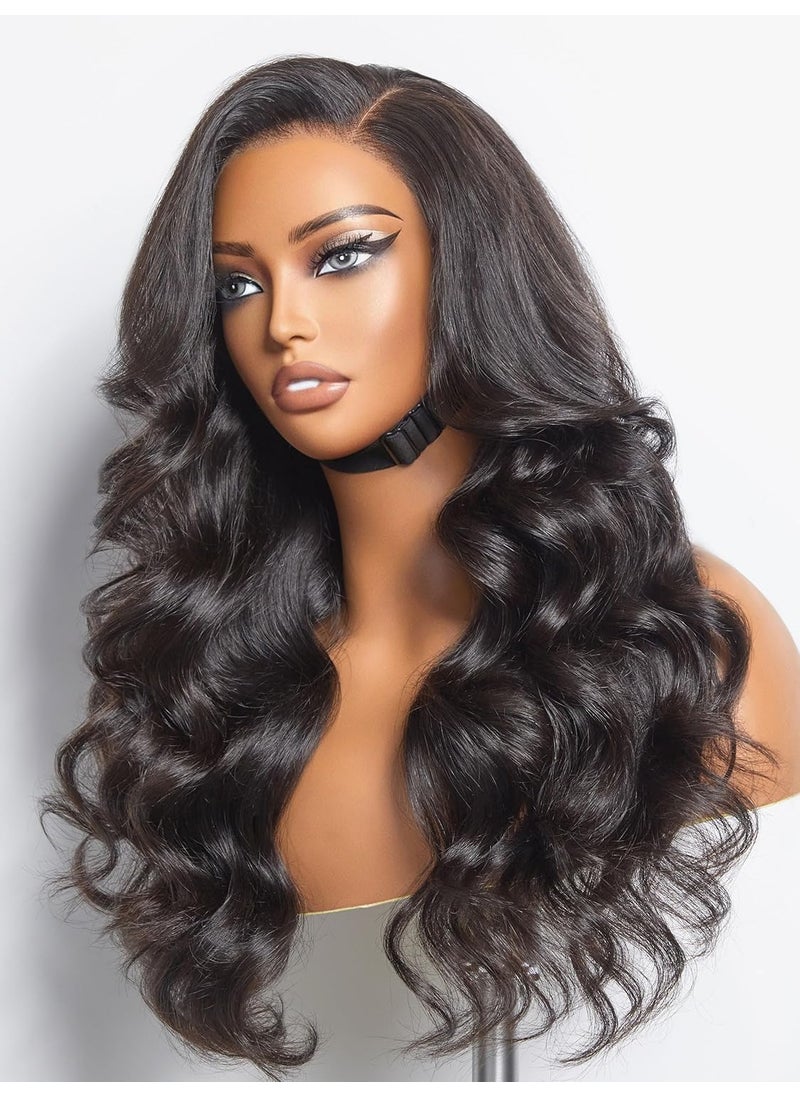 LUVME HAIR - LUVME HAIR 16 Loose Body Wave Lace Front Wigs Human Hair 13x4 Pre Cut Lace Glueless Human Hair Wig Pre Plucked Long Black Body Wave Wig 180 Density - Image 1