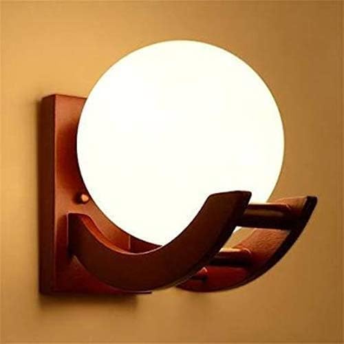 Lexton Lexton Globe Shape Wooden Wall Lamp E27 Bulb Base Brown Wooden Base Globe Shape Glass Lamp Suitable for Terrace bar Balcony Home Pack of 1 Bulb Not Included Warm White - Image 2