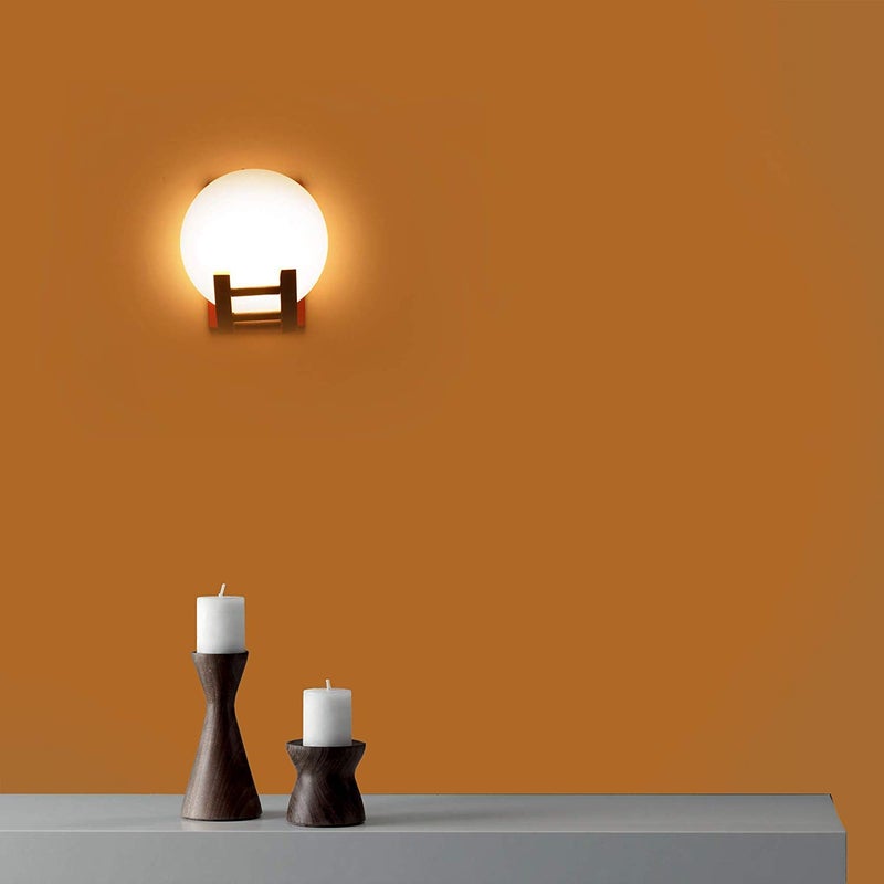 Lexton Lexton Globe Shape Wooden Wall Lamp E27 Bulb Base Brown Wooden Base Globe Shape Glass Lamp Suitable for Terrace bar Balcony Home Pack of 1 Bulb Not Included Warm White - Image 3