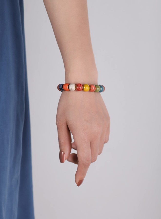MINACHI Bohemian Colorful Round Beads Stretch Strand Bracelet, Boho Hippie Summer Jewelry Gift for Women - Image 5