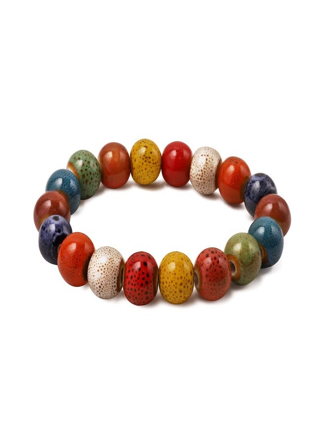 MINACHI Bohemian Colorful Round Beads Stretch Strand Bracelet, Boho Hippie Summer Jewelry Gift for Women - Image 1