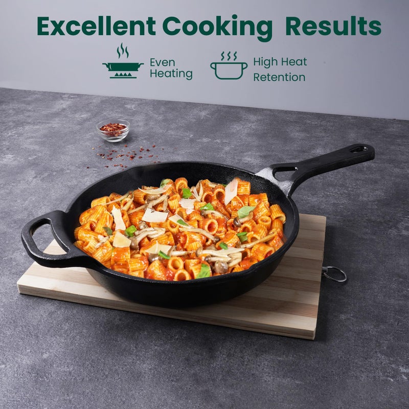 The Indus Valley The Indus Valley Preseasoned Cast Iron Fry Pan/Skillet With Long Handle|Medium 26.2Cm/10.3Inch, 1.8Ltr, 2.3Kg|Induction Friendly|Nonstick Fry Pan, 100% Pure & Toxin Free, No Chemical Coating, Black - Image 5