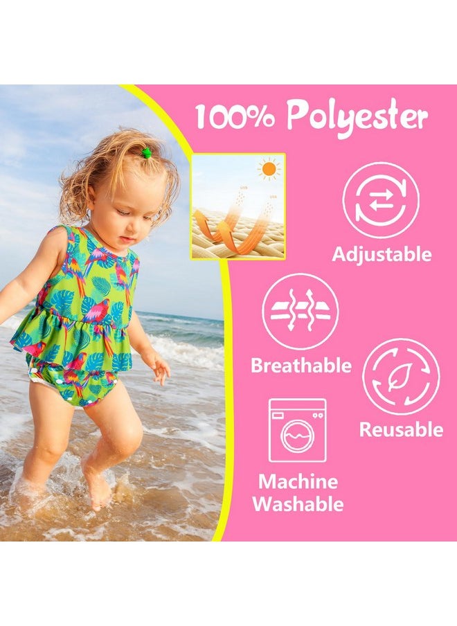 babygoal - Babygoal Baby Girl Swim Diapers 3 Pack for 8M-3T Babies and Toddlers, Reusable Adjustable Washable for Swimming Lessons-Flower - Image 1