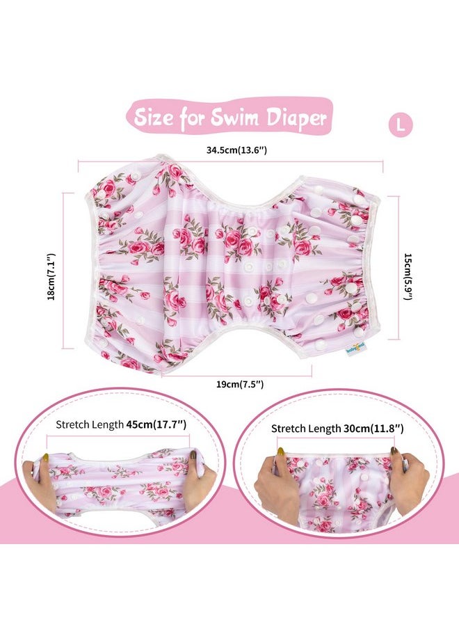 babygoal - Babygoal Baby Girl Swim Diapers 3 Pack for 8M-3T Babies and Toddlers, Reusable Adjustable Washable for Swimming Lessons-Flower - Image 1