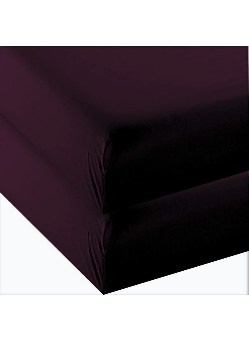 4U'LIFE 4U'LIFE 2-Pack Fitted Sheets Prime 1800 Series  Ultra Soft & Comfortable  Double Brushed Microfiber (Eggplant Purple  2-Pack King)  - Image 1