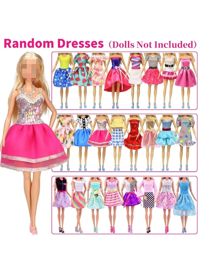 Ecore Fun 39 Pcs Doll Clothes and Accessories 3 Fashion Dresses 10 Slip Dresses 3 Tops 3 Pants 10 Necklaces 10 Shoes Fashion Casual Outfits Perfect for 11.5 inch Dolls - Image 2