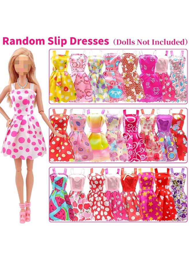 Ecore Fun 39 Pcs Doll Clothes and Accessories 3 Fashion Dresses 10 Slip Dresses 3 Tops 3 Pants 10 Necklaces 10 Shoes Fashion Casual Outfits Perfect for 11.5 inch Dolls - Image 3