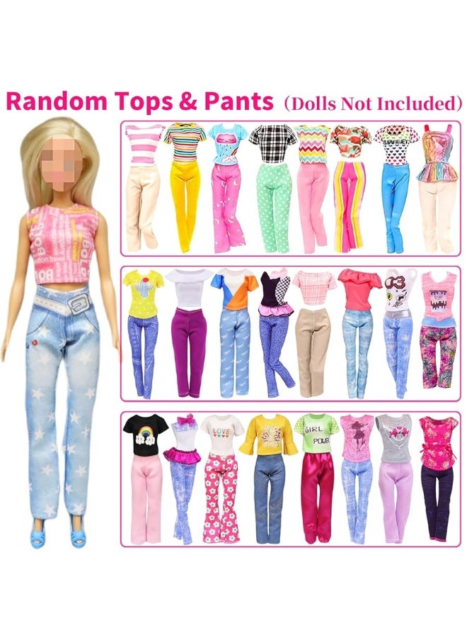 Ecore Fun 39 Pcs Doll Clothes and Accessories 3 Fashion Dresses 10 Slip Dresses 3 Tops 3 Pants 10 Necklaces 10 Shoes Fashion Casual Outfits Perfect for 11.5 inch Dolls - Image 5