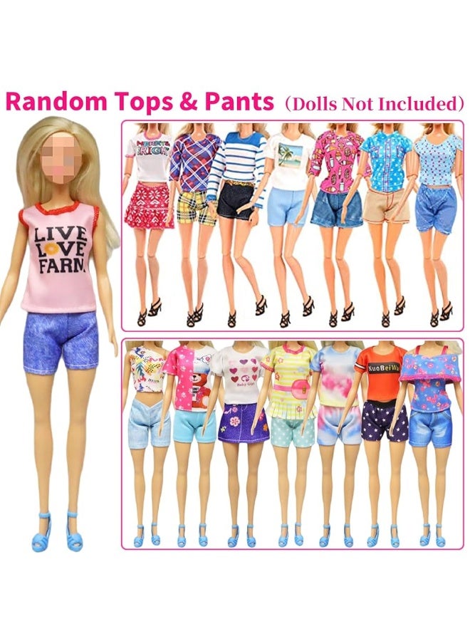 Ecore Fun 39 Pcs Doll Clothes and Accessories 3 Fashion Dresses 10 Slip Dresses 3 Tops 3 Pants 10 Necklaces 10 Shoes Fashion Casual Outfits Perfect for 11.5 inch Dolls - Image 4