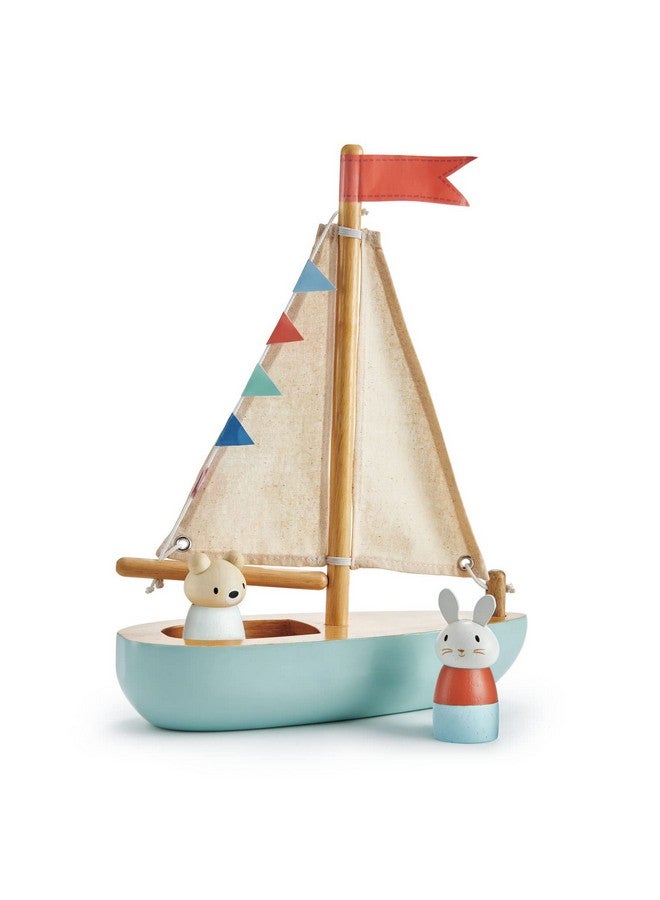 Tender Leaf Toys Sailaway Boat Educational Wooden Sailing Boat Play Set With 2 Animal Figures For Kids Promotes Imaginative Play And Fine Motor Skills Ship Toy Set For Boys And Girls Age 3+ - Image 1