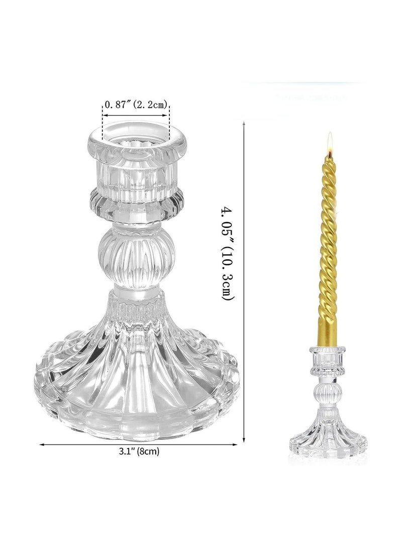 HOME ZONE Glass Candlestick Holders 4 Inch Taper Candle Holders Clear Glass Candle Holders for Wedding Festival Party & Festival Decor - Image 2