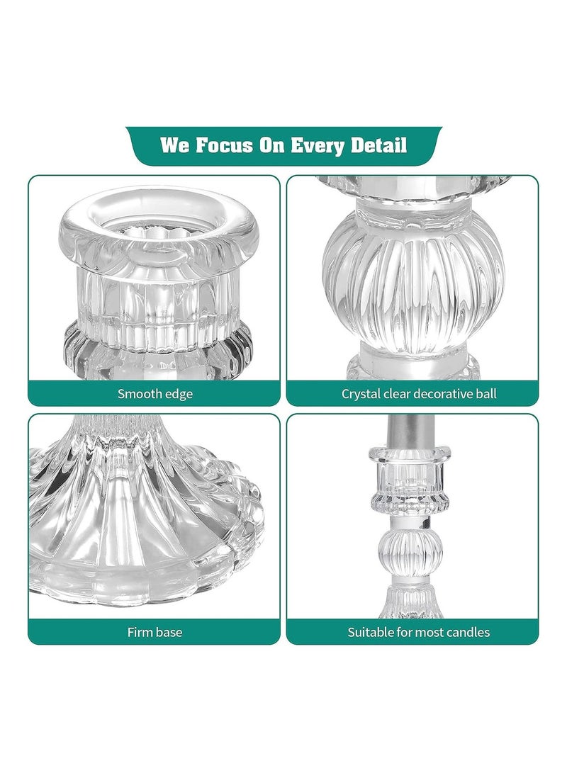 HOME ZONE Glass Candlestick Holders 4 Inch Taper Candle Holders Clear Glass Candle Holders for Wedding Festival Party & Festival Decor - Image 3