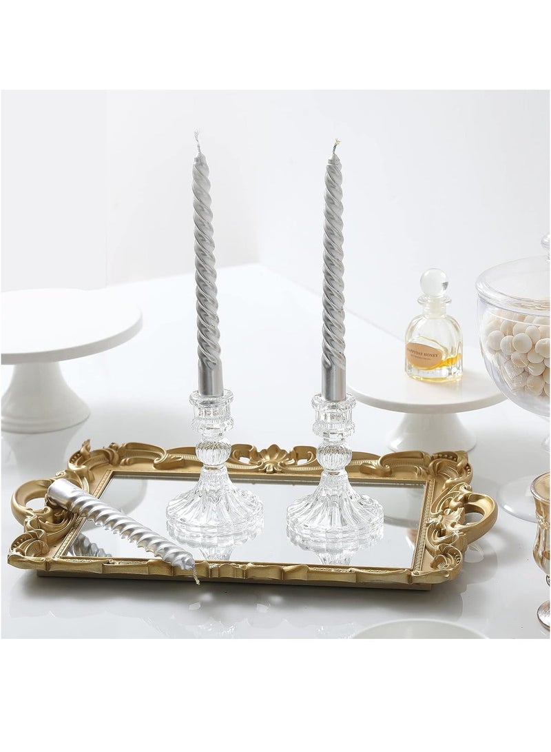 HOME ZONE Glass Candlestick Holders 4 Inch Taper Candle Holders Clear Glass Candle Holders for Wedding Festival Party & Festival Decor - Image 4