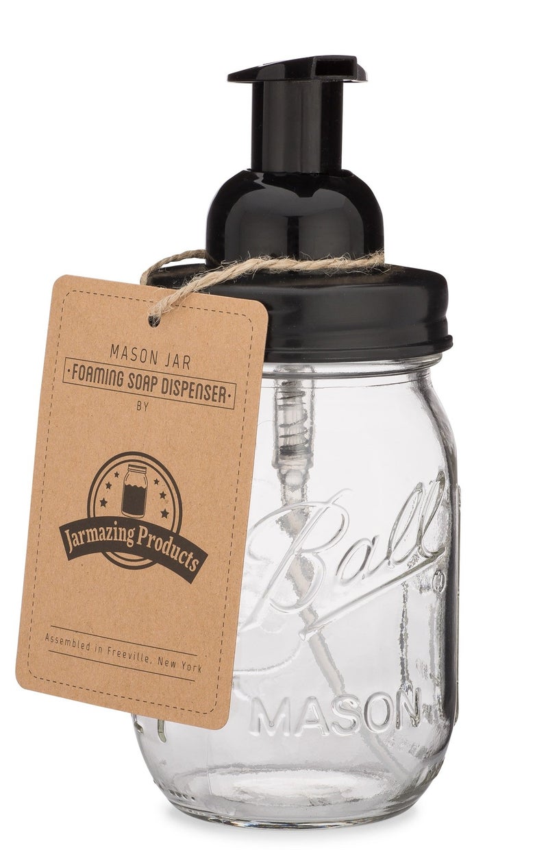 Jarmazing Products Mason Jar Foaming Soap Dispenser - Black - with 16 Ounce Ball Mason Jar - One Pack! - Image 3
