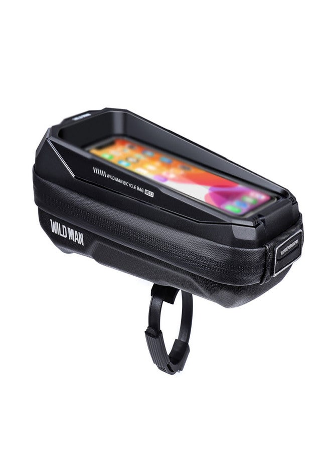 WILD MAN Bike Phone Bag Bicycle Handlebar Bag Front Frame Bag EVA Waterproof Cycling Storage Bag 0.6L with Touchscreen for Mountain Bike Road Bike - Image 1
