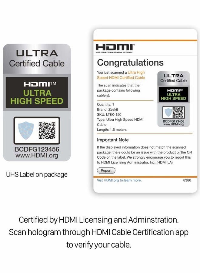 Zeskit Lite Ultra High Speed HDMI Cable - 1m/3ft - Image 2