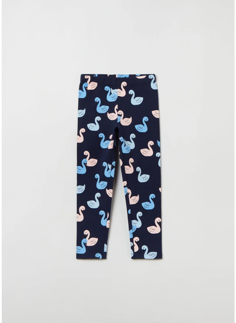 او في اس Leggings With All-Over Swans Print