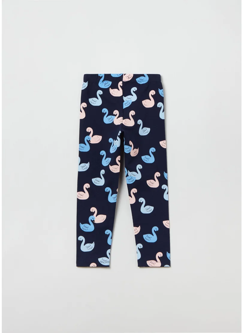 او في اس Leggings With All-Over Swans Print