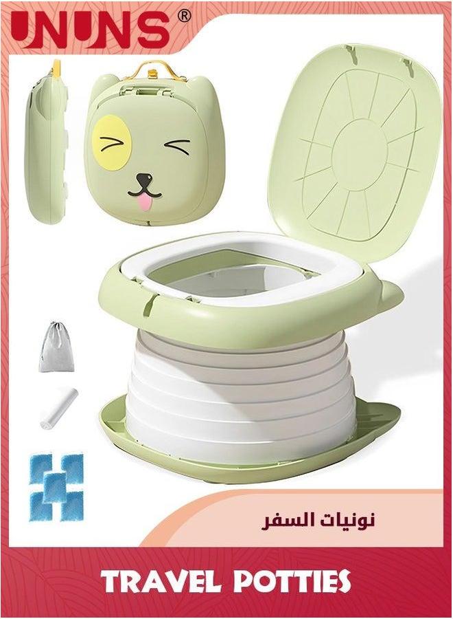 يو إن يو إن أس Folding Toilet Seat,Portable Potty For Toddler Travel Foldable Training Car Camping,Boys Girls Baby Kids Children Green Indoor Outdoor Bathroom - Image 1