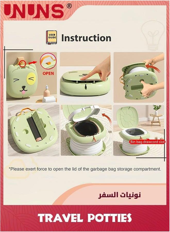 يو إن يو إن أس Folding Toilet Seat,Portable Potty For Toddler Travel Foldable Training Car Camping,Boys Girls Baby Kids Children Green Indoor Outdoor Bathroom - Image 5