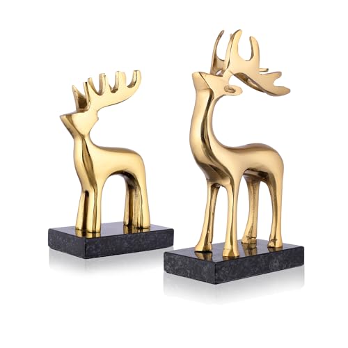 CraftVatika Reindeer Showpiece Metal for Home Decoration Item and Gifts - Reindeer Showpiece with Granite Base Decorative Items for Home & Office, Living Room Decor - Image 2