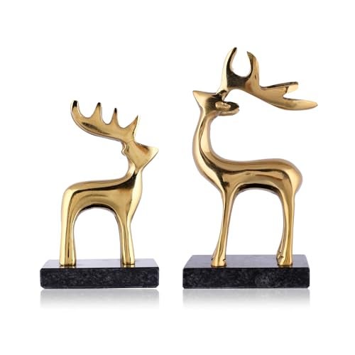 CraftVatika Reindeer Showpiece Metal for Home Decoration Item and Gifts - Reindeer Showpiece with Granite Base Decorative Items for Home & Office, Living Room Decor - Image 3